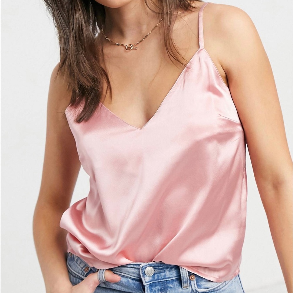Never worn ASOS pink silk tank top size 10